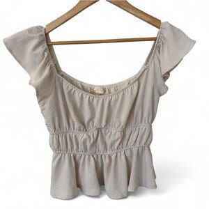 Altar'd State Ivory Flutter Sleeve Top